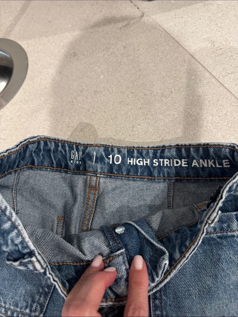 GAP Kids High Rise Stride Ankle Girls Wide-Leg Blue Jeans 10